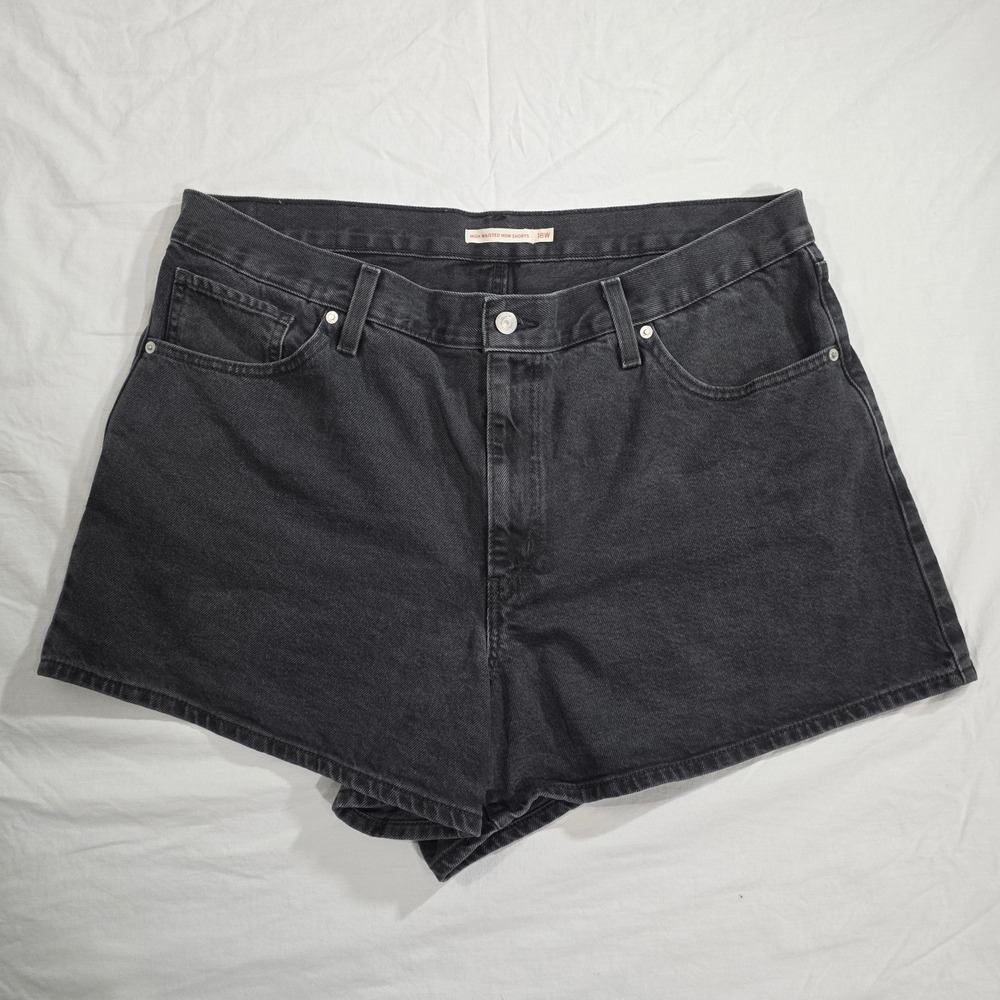 Levi High Waisted Mom Shorts 18W Black Denim High Rise Cotton Retro Casual